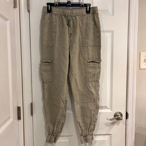 Nicole Miller NEW YORK 100% Linen Cargo Jogger Pants‎